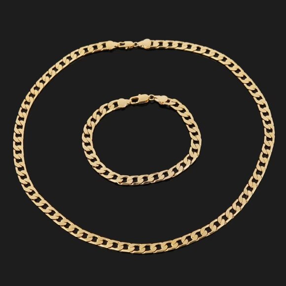 24 Inch 18K Yellow Gold 8mm Wide Open Cuban Necklace and 7.75" Bracelet Combo - Picture 9 of 9